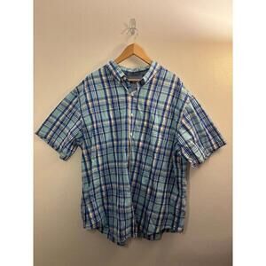 IZOD Blue Checkered Polo Short Sleeve Shirt Size 2XL